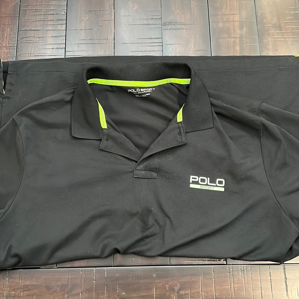 Polo sport XXL black polo with green